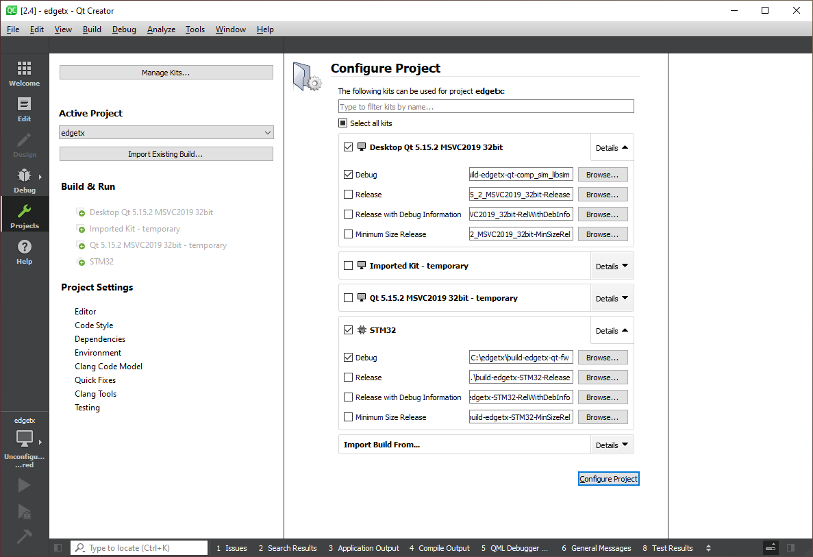 Qt Creator Project Kit Selection