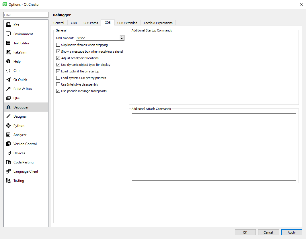 Qt Creator GDB timeout