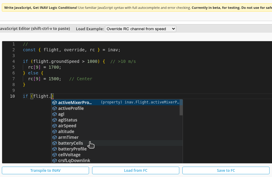 RC Override Example