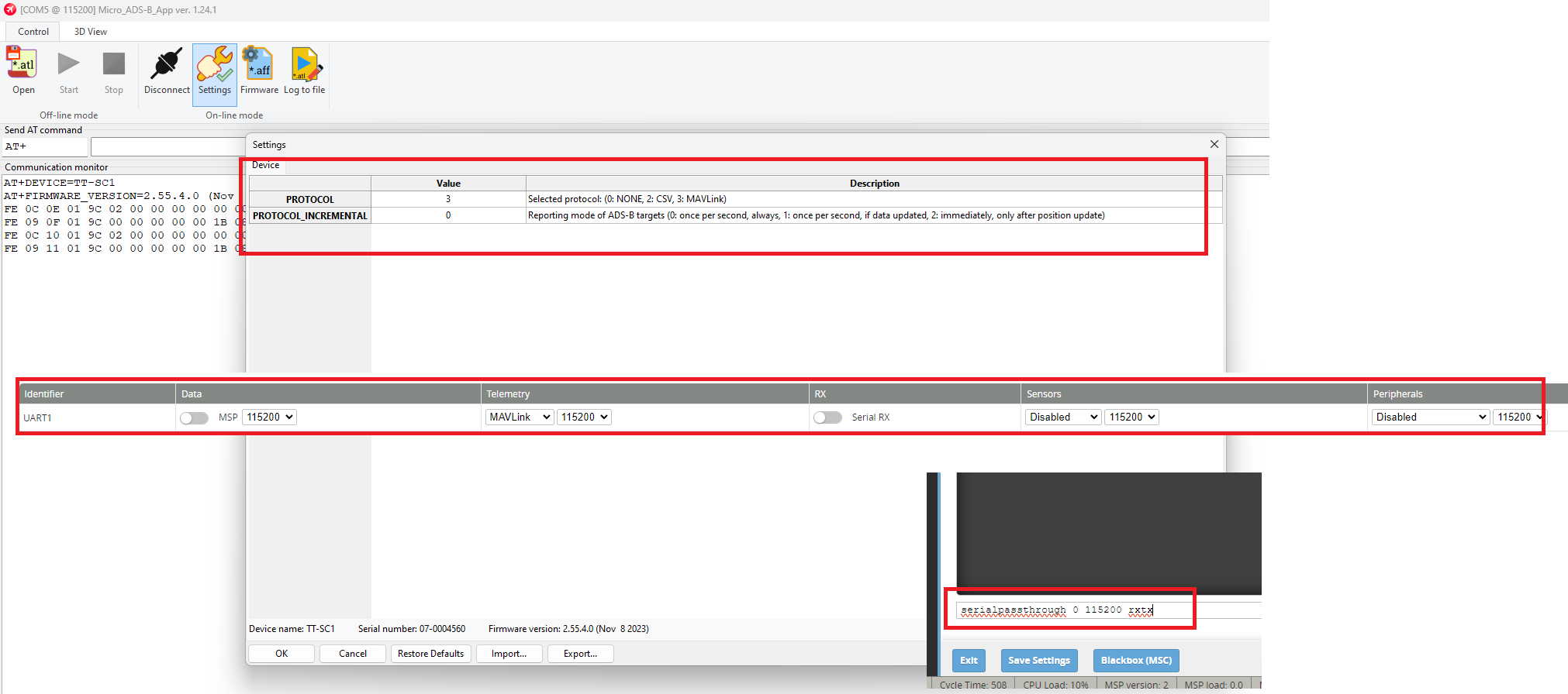 TT-SC1 settings